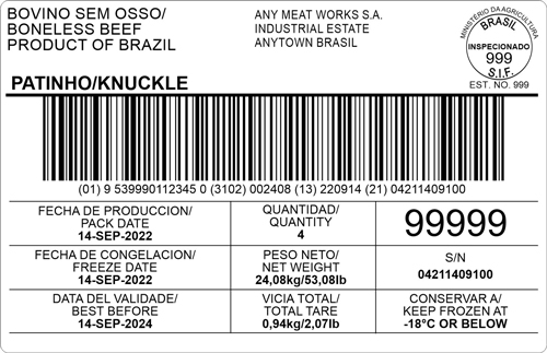 Sample carton label Brazil