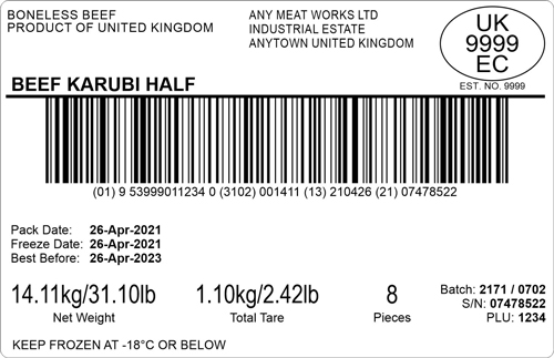 Sample carton label United Kingdom